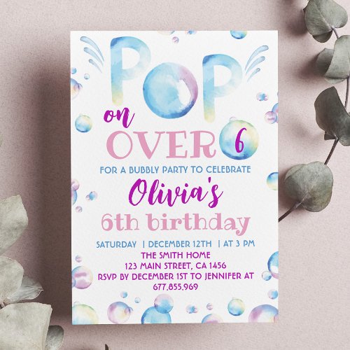 Bubble Birthday Party Invitation Pop On Over