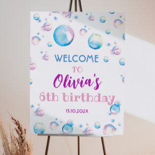 Bubble Birthday Party Welcome Sign Pop On Over