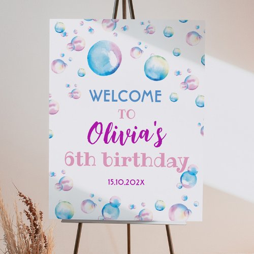 Bubble Birthday Party Welcome Sign Pop On Over
