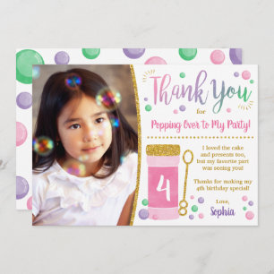 Bubble Birthday Thank You Card Pink and Gold