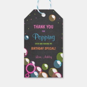 Bubble birthday thank you favor gift tag Girl Pink