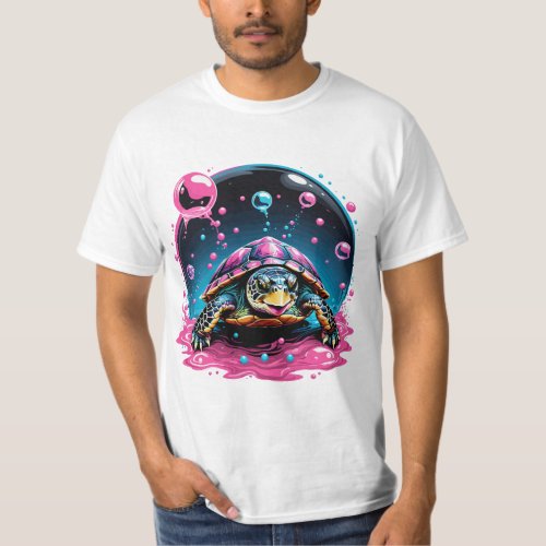 Bubble Blowing Bliss Kawaii Turtle Underwater Adv T_Shirt