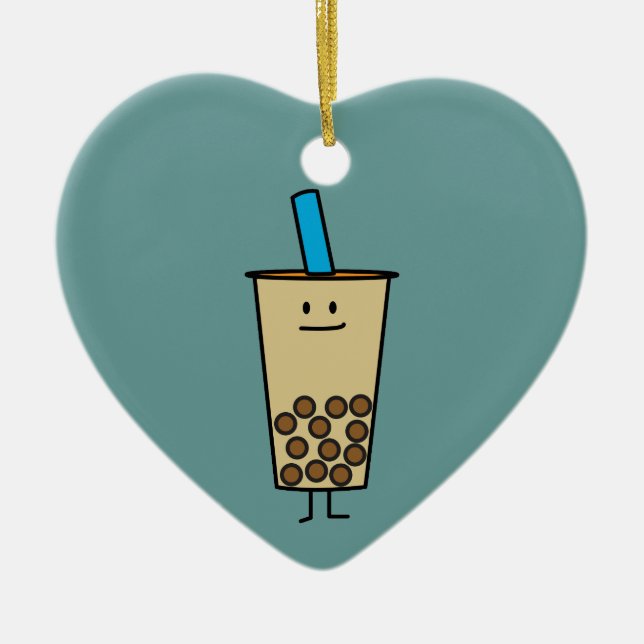 Bubble Boba Pearl Milk Tea Tapioca balls Ceramic Ornament (Front)