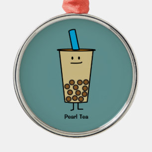 Bubble Boba Pearl Milk Tea Tapioca balls Metal Ornament