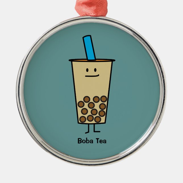 Bubble Boba Pearl Milk Tea Tapioca balls Metal Ornament (Front)