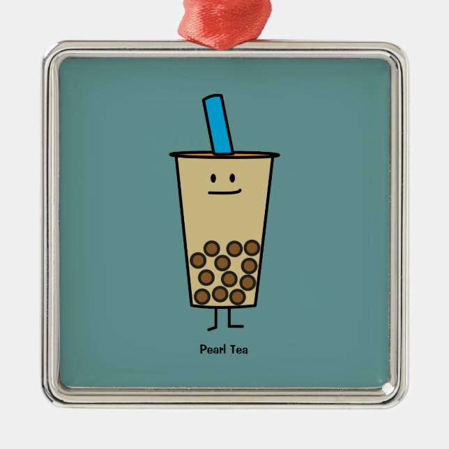 Bubble Boba Pearl Milk Tea Tapioca balls Metal Ornament (Front)