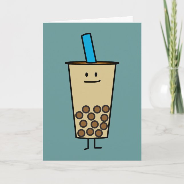 Bubble Boba Pearl Milk Tea Tapioca balls Thank You Card (Front)