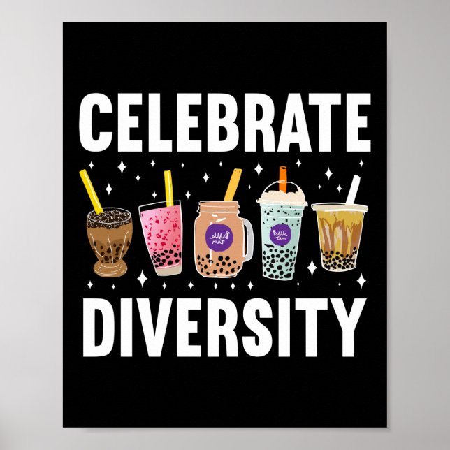Bubble Boba Tea Celebrate Diversity Lgbt Pride Poster (Front)