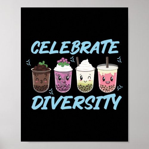 Bubble Boba Tea Celebrate Diversity LGBT Pride Poster