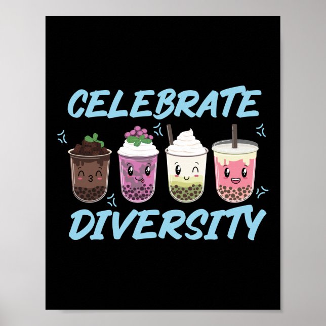 Bubble Boba Tea Celebrate Diversity LGBT Pride Poster (Front)