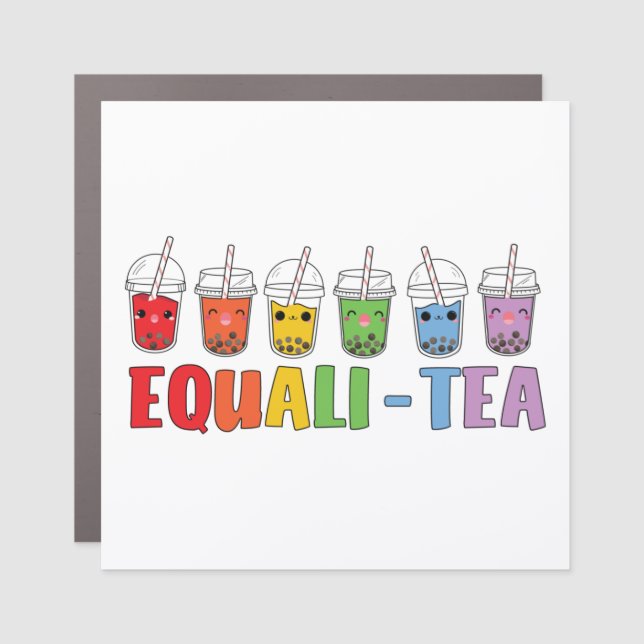 Bubble Boba Tea Equali-Tea LGBT Pride Rainbow Car Magnet (Front)
