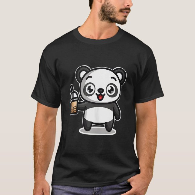 Bubble Boba Tea Kawaii Panda Bear T-Shirt (Front)