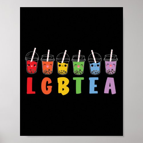 Bubble Boba Tea LGBTea LGBT Pride Rainbow Poster