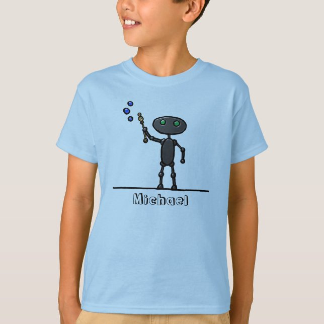 Bubble Bot Kids T-Shirt Personalized (Front)