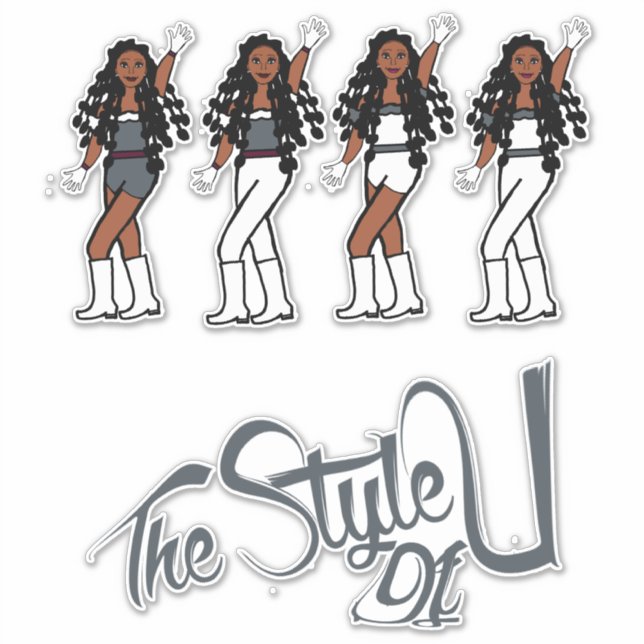 Bubble Braids Dancer Stickers Gray/White (Front)