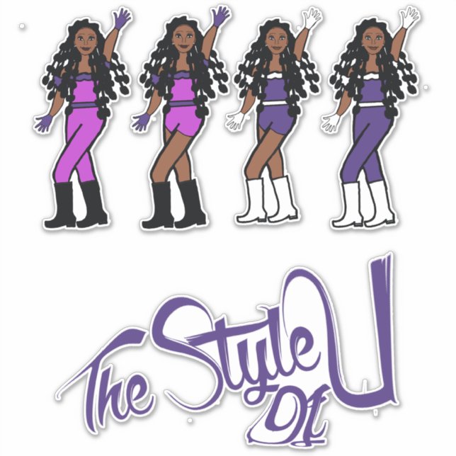 Bubble Braids Dancer Stickers Purple/White (Front)