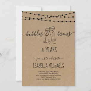 Bubble & Brews 21st Birthday Party Invitation