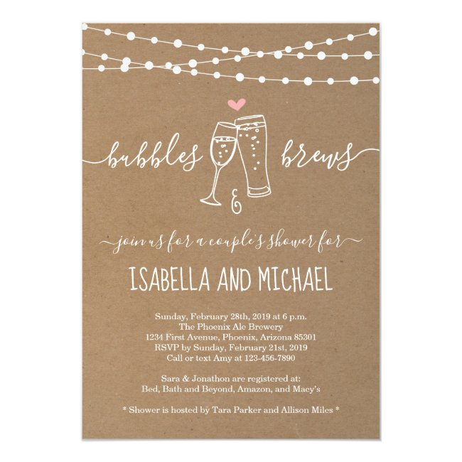 Bubble & Brews Couple's Shower Invitation