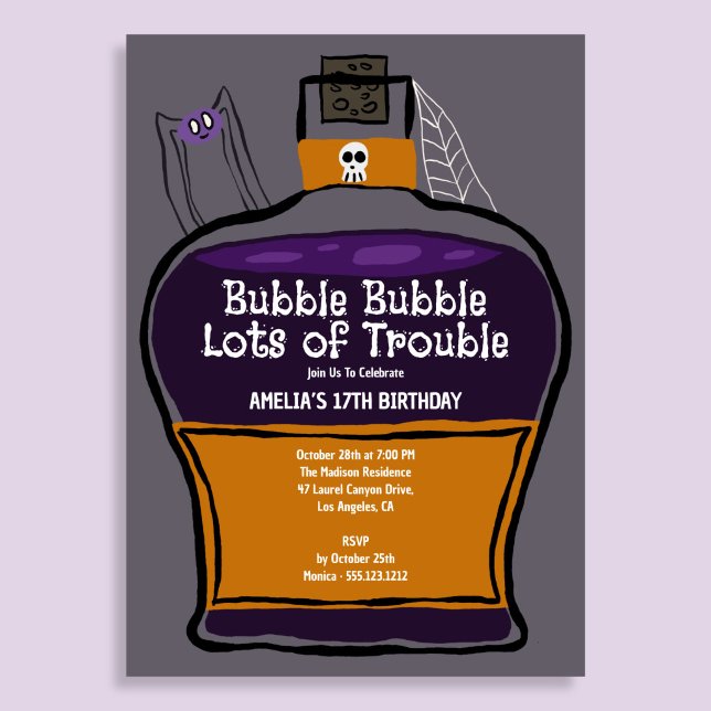 Bubble Bubble Cute Halloween Party Invitation (Creator Uploaded)