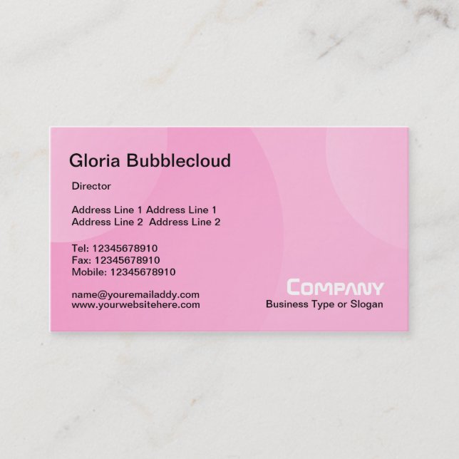 Bubble Cloud - Shades of Pale Pink Business Card (Front)