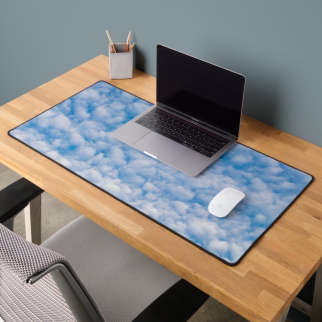 Bubble Clouds in Blue Sky Nature Photography Desk Mat (Office 2)