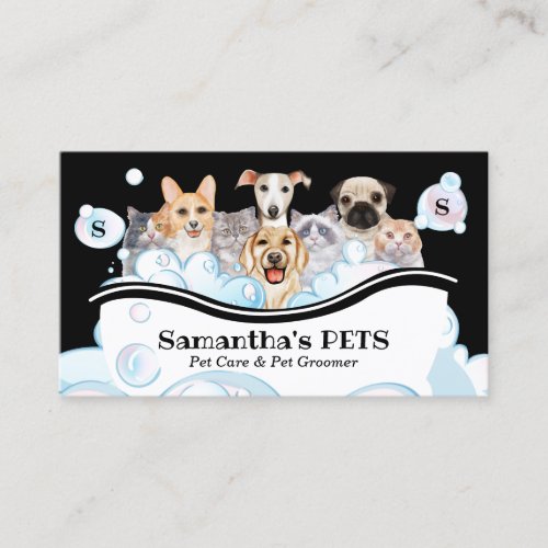 Bubble Dogs Cats Spa Sitter Groom PetCare Business Card