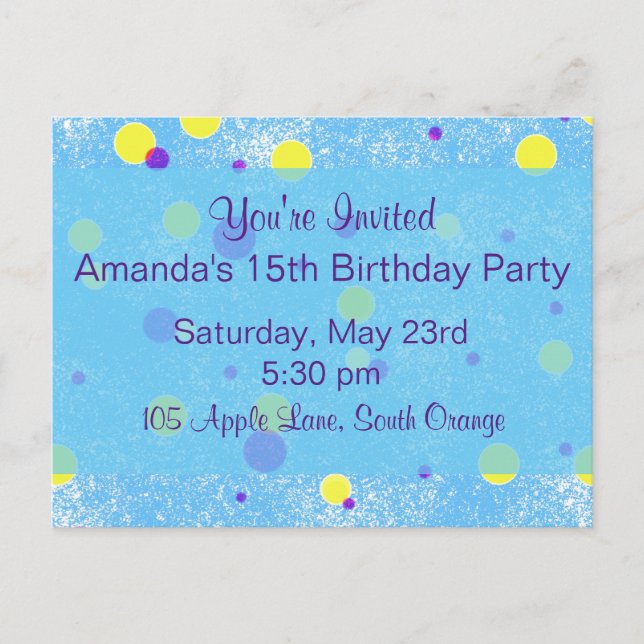 Bubble Dot Birthday Invite (Front)