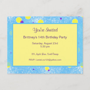 Bubble Dot Personalized Birthday Invite Postcard
