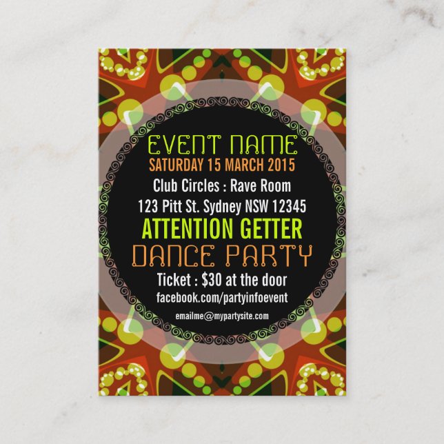 Bubble Dots EVENT PARTY  Mini Flyers Business Card (Front)