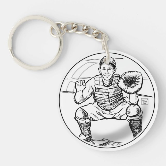 Bubble Dreams Baseball Player Art Keychain (Front)