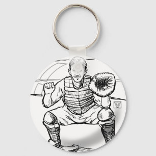 Bubble Dreams Baseball Player Art Keychain