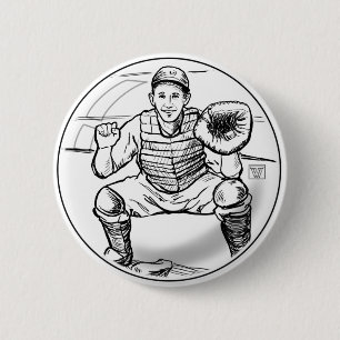 Bubble Dreams Baseball Player Art Pinback Button