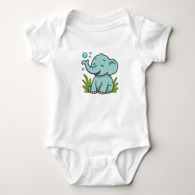 Bubble Elephant Baby Tee Tiny Smiles (Front)