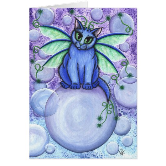 Bubble Fairy Cat Fantasy Art Card (Front)
