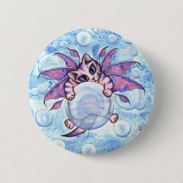 Bubble Fairy Kitten Cat Button (Front)