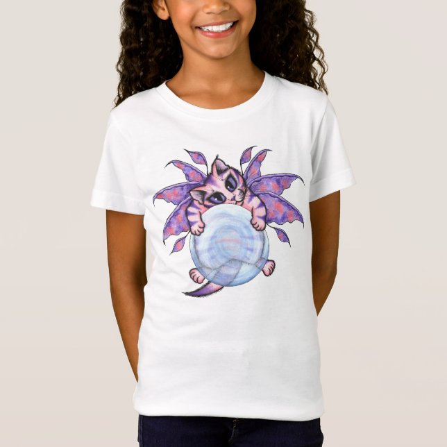 Bubble Fairy Kitten Cat Fantasy Art Girls T-Shirt (Front)