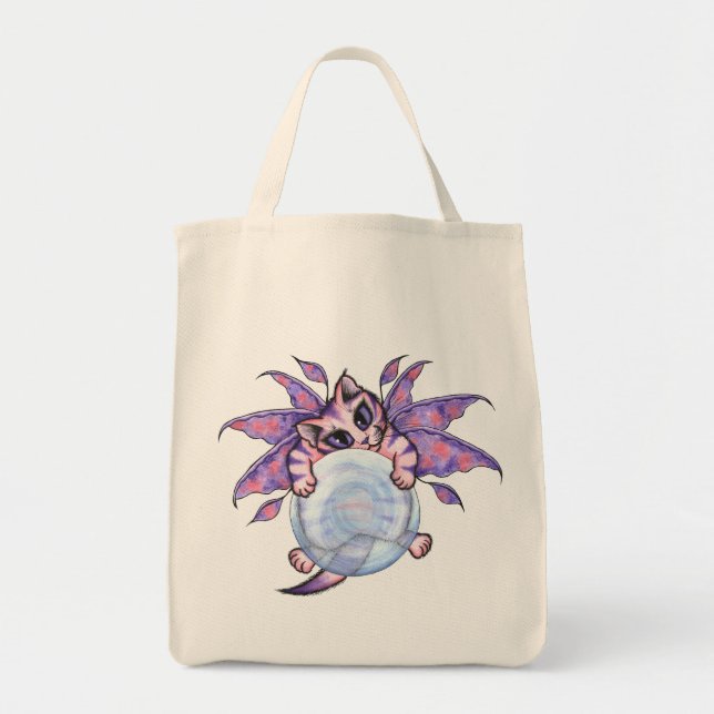 Bubble Fairy Kitten Fantasy Cat Art Tote Bag (Front)