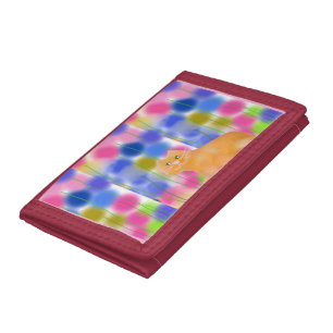 Bubble flowers and the cute little cat tri-fold wallet