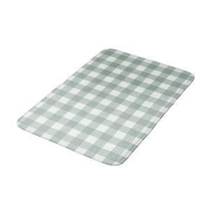 Bubble Frogs Gingham - sage laurel green plaid. Bath Mat