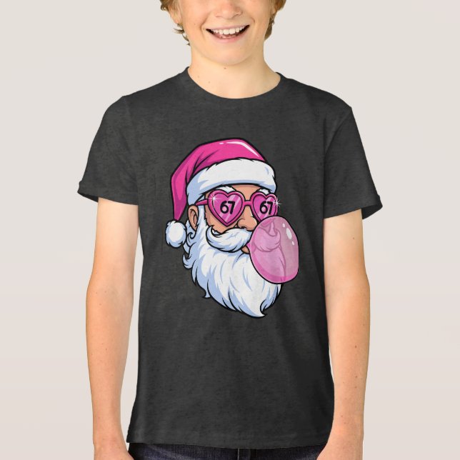 Bubble Gum 6 7 Santa Christmas  Tri-Blend Shirt (Front)