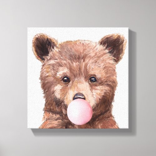 Bubble Gum Baby Bear Cub Nursery Child Woodland Canvas Print