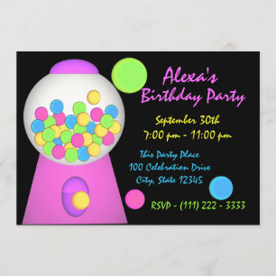 Bubble Gum Birthday Invitation