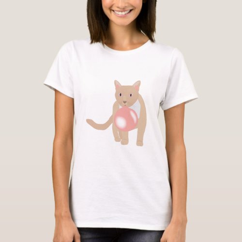Bubble Gum Cat Blowing Bubble T_Shirt
