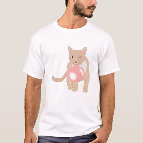 Bubble Gum Cat Blowing Bubble T_Shirt