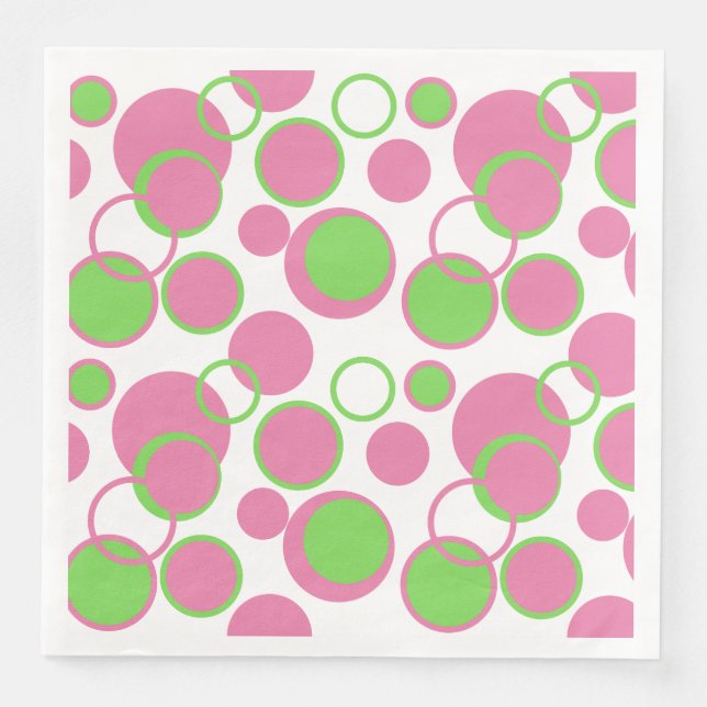 Bubble Gum Circles Paper Dinner Napkins (Front)