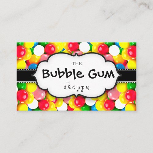 Bubble Gum Colorful Gumball White Strip Chalkboard Business Card