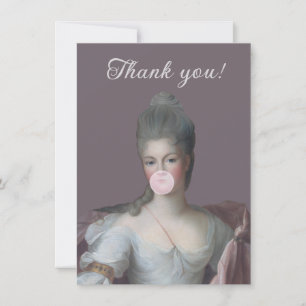 Bubble gum Diva blowing a pink bubble gum Thank You Card