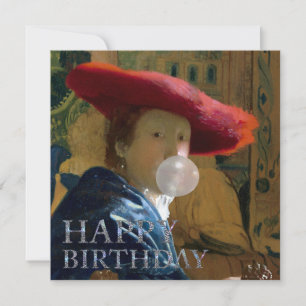 Bubble gum Diva blowing bubble gum Happy Birthday Card