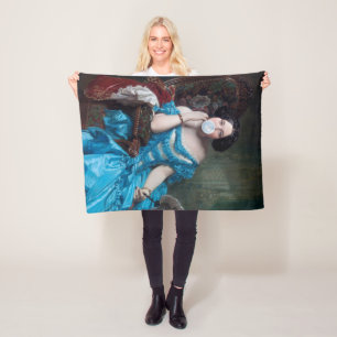 Bubble gum Diva in blue satin  Fleece Blanket