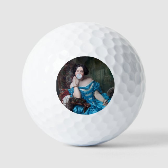 Bubble gum Diva in blue satin  Golf Balls (Front)